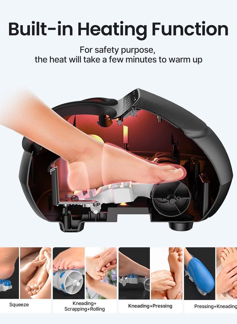 Shiatsu Foot Massager Machine With Heat, Deep Kneading Therapy, Compression, Relieve Foot Pain From Plantar Fasciitis, Improve Circulation