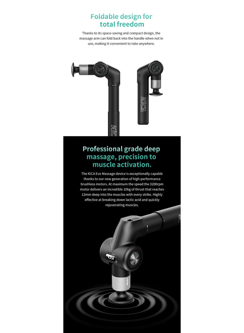 Kica Pro Double-Head Mini Massage Gun with LED Display Touchscreen, Handheld Deep Tissue Percussion Muscle Massage Gun for Therapy and Relaxation, 6 Massage Heads 10 Speeds Power Brushless Motor