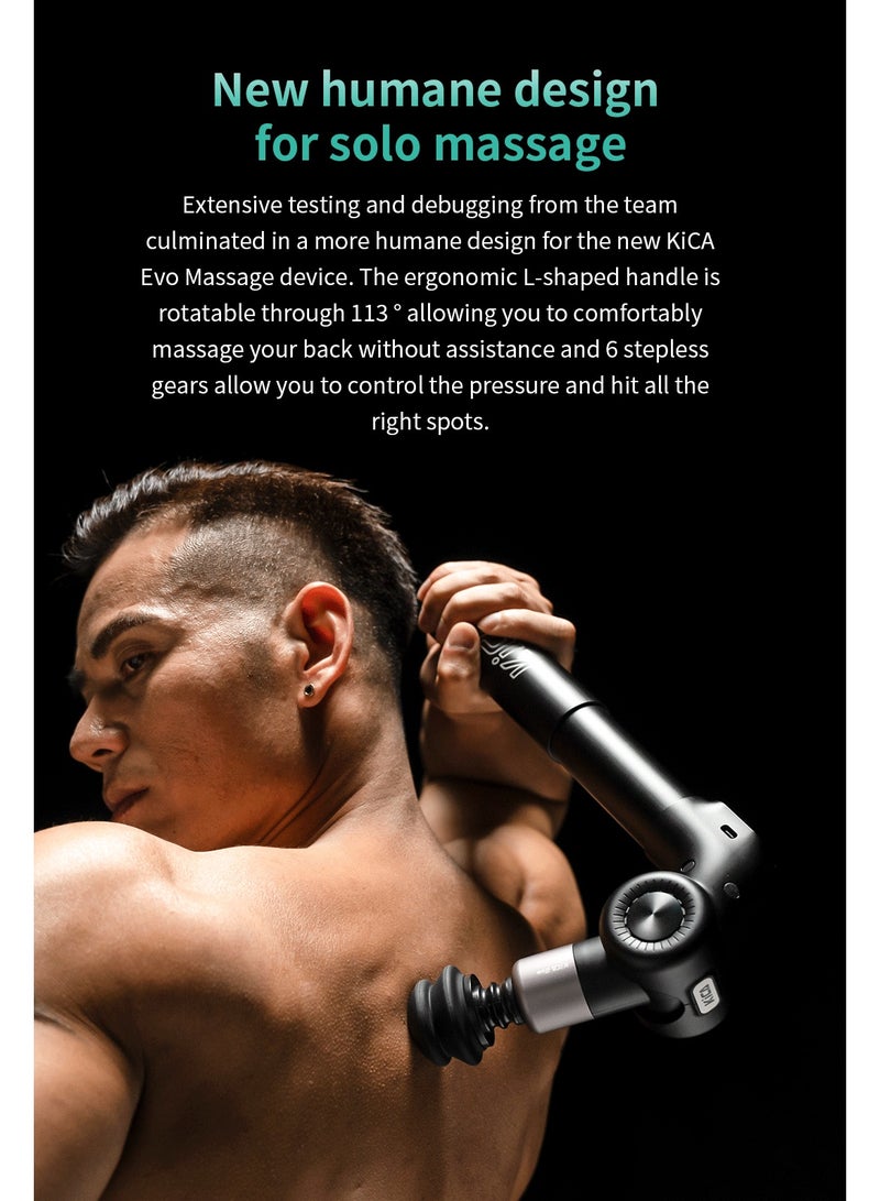 Kica Pro Double-Head Mini Massage Gun with LED Display Touchscreen, Handheld Deep Tissue Percussion Muscle Massage Gun for Therapy and Relaxation, 6 Massage Heads 10 Speeds Power Brushless Motor
