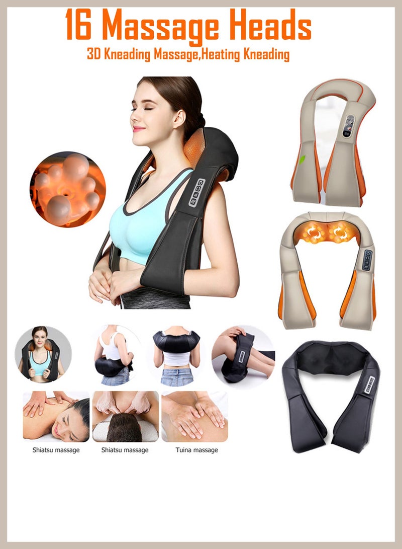 Home Car U Shape Shawl Electric Shiatsu Neck and Shoulder Back Foot Waist Abdominal Body Massager Heat Vibration and Deep Tissue 3D Cervical Kneading for Unmatched Muscle Pain Relief