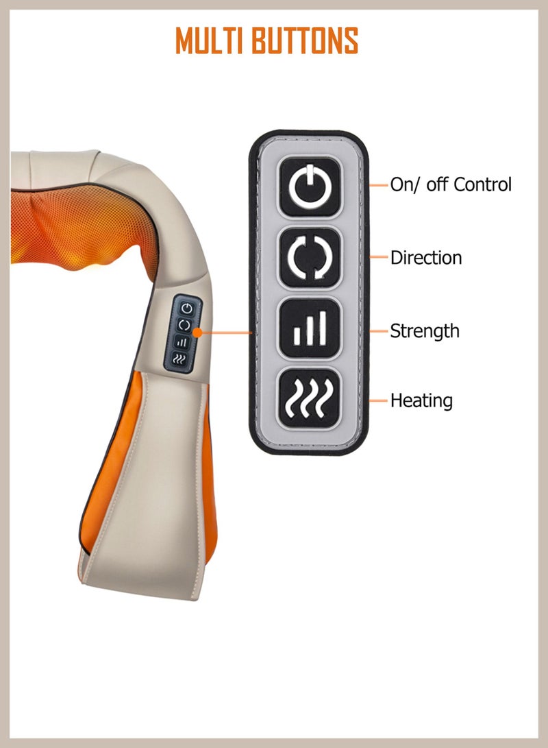 Home Car U Shape Shawl Electric Shiatsu Neck and Shoulder Back Foot Waist Abdominal Body Massager Heat Vibration and Deep Tissue 3D Cervical Kneading for Unmatched Muscle Pain Relief