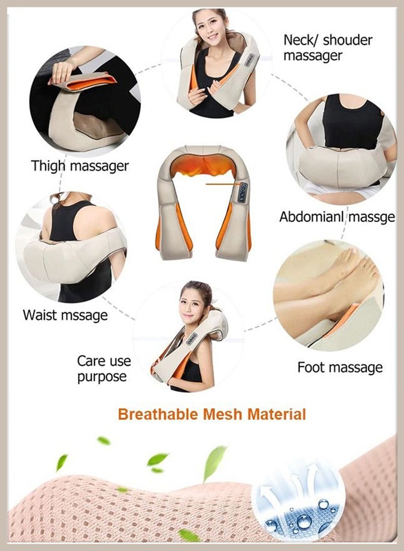 Home Car U Shape Shawl Electric Shiatsu Neck and Shoulder Back Foot Waist Abdominal Body Massager Heat Vibration and Deep Tissue 3D Cervical Kneading for Unmatched Muscle Pain Relief