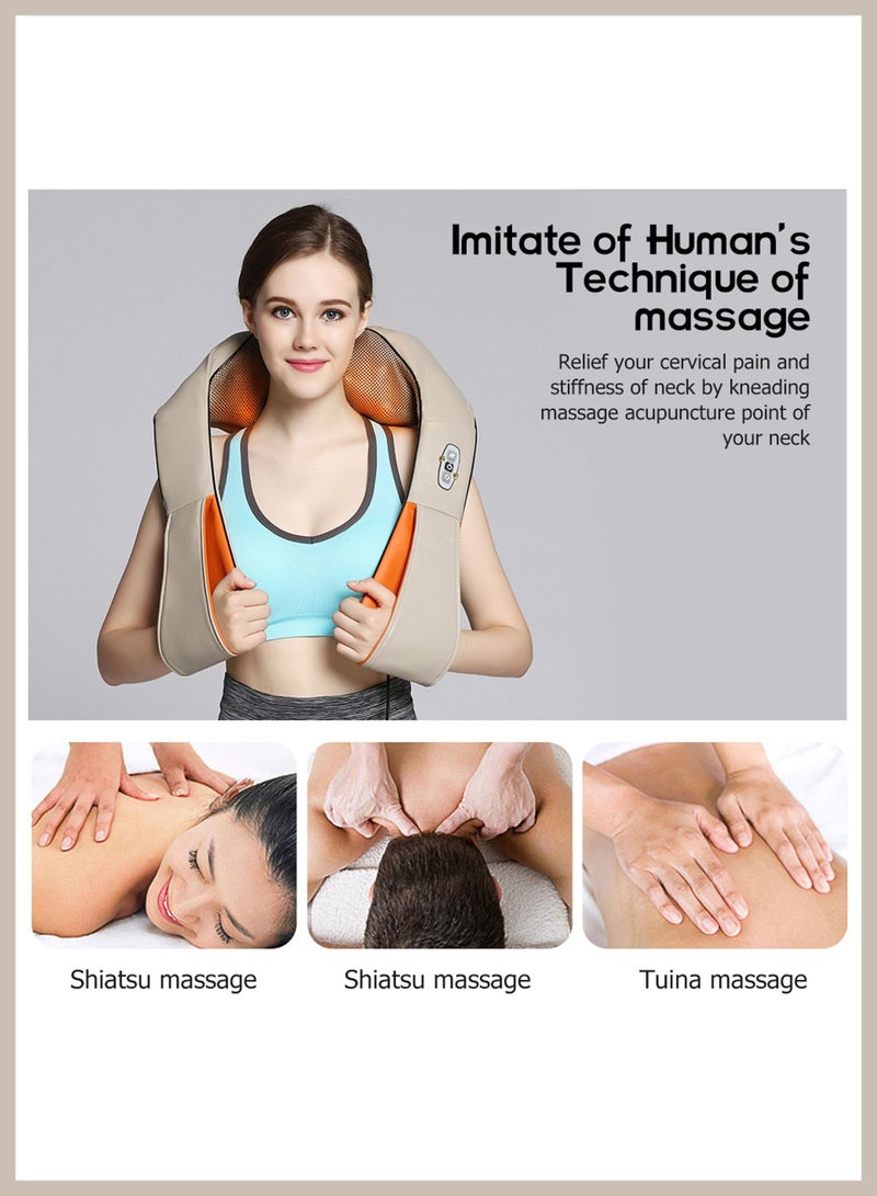 Home Car U Shape Shawl Electric Shiatsu Neck and Shoulder Back Foot Waist Abdominal Body Massager Heat Vibration and Deep Tissue 3D Cervical Kneading for Unmatched Muscle Pain Relief