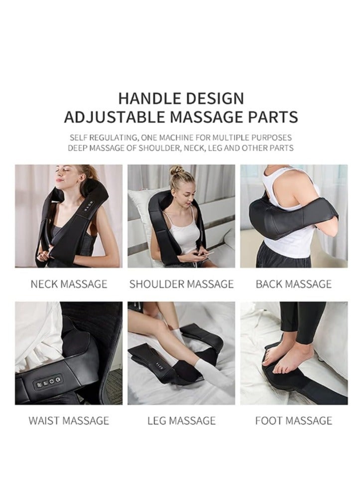 Home Car U Shape Shawl Electric Shiatsu Neck And Shoulder Back Foot Waist Abdominal Body Massager with Heat Vibration Deep Tissue 3D Cervical Kneading Pillow For Muscle Pain Relief