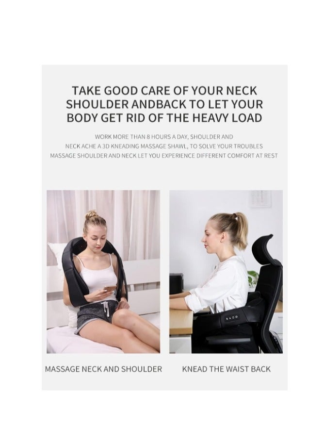 Home Car U Shape Shawl Electric Shiatsu Neck And Shoulder Back Foot Waist Abdominal Body Massager with Heat Vibration Deep Tissue 3D Cervical Kneading Pillow For Muscle Pain Relief