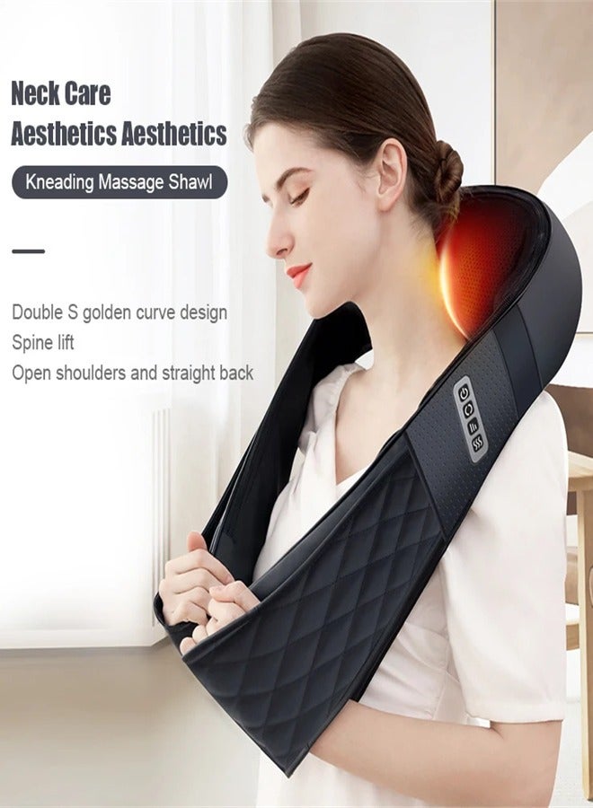 Neck Massager with Heat, Shiatsu Shoulder Massager with Electric Deep Tissue Kneading Massage, Back, Leg, Foot, Arm, Full Body, Muscles, for Home, Car, Office