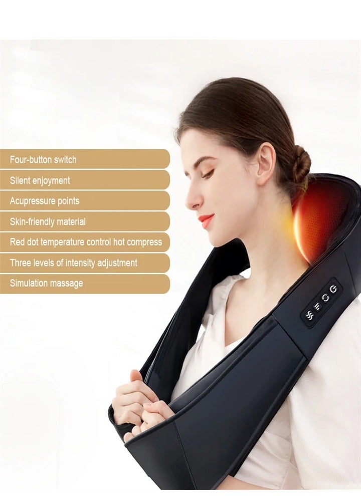 Neck Massager with Heat, Shiatsu Shoulder Massager with Electric Deep Tissue Kneading Massage, Back, Leg, Foot, Arm, Full Body, Muscles, for Home, Car, Office