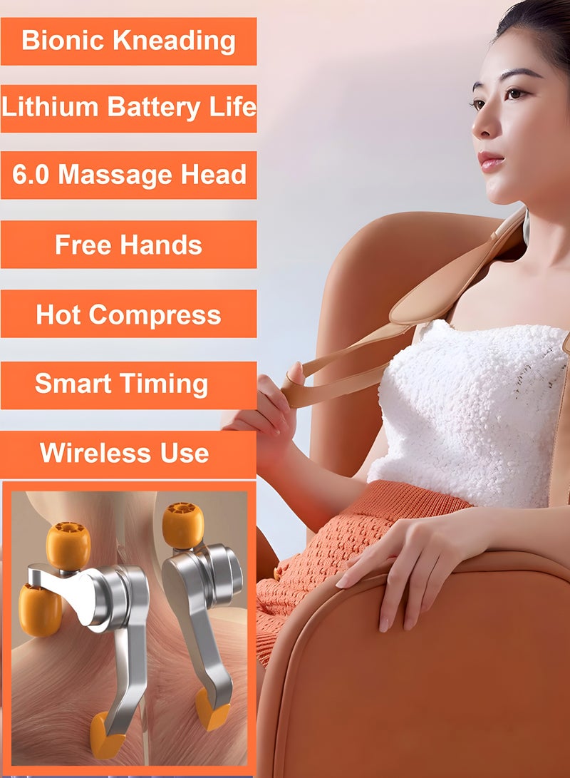 6D Shiatsu Neck and Shoulder Massager with Heat and Extra-Large Massage Head for Pain Relief and Stress Reduction