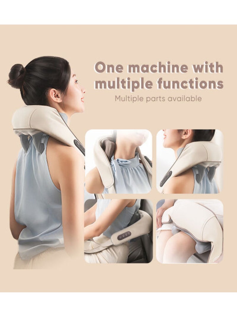 Cordless Neck Massager For Pain Relief Deep Tissue Shiatsu Back Massager With Heat, Wireless Portable Electric Shoulder Massager Deep Kneading Electric Massage Pillow For Neck, Back And Shoulder