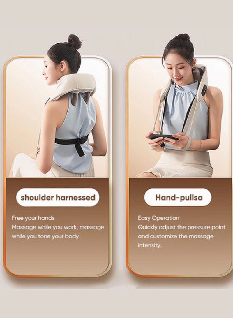 Cordless Neck Massager For Pain Relief Deep Tissue Shiatsu Back Massager With Heat, Wireless Portable Electric Shoulder Massager Deep Kneading Electric Massage Pillow For Neck, Back And Shoulder