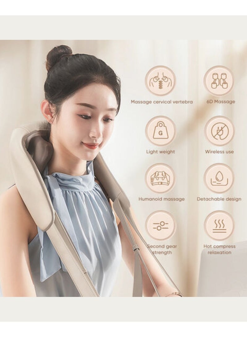 Cordless Neck Massager For Pain Relief Deep Tissue Shiatsu Back Massager With Heat, Wireless Portable Electric Shoulder Massager Deep Kneading Electric Massage Pillow For Neck, Back And Shoulder