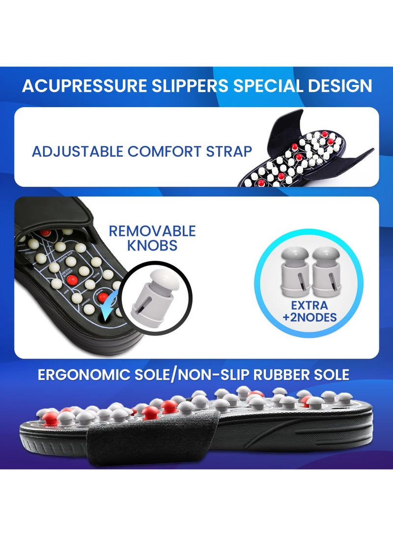 SYOSI Acupressure Foot Massager Massage Slippers Shoes Reflexology Sandals Gift for Men Women, Reduce Feet Neuropathy Pain Relief and Tension, Promote Circulation (Black, Size: 27.5cm)