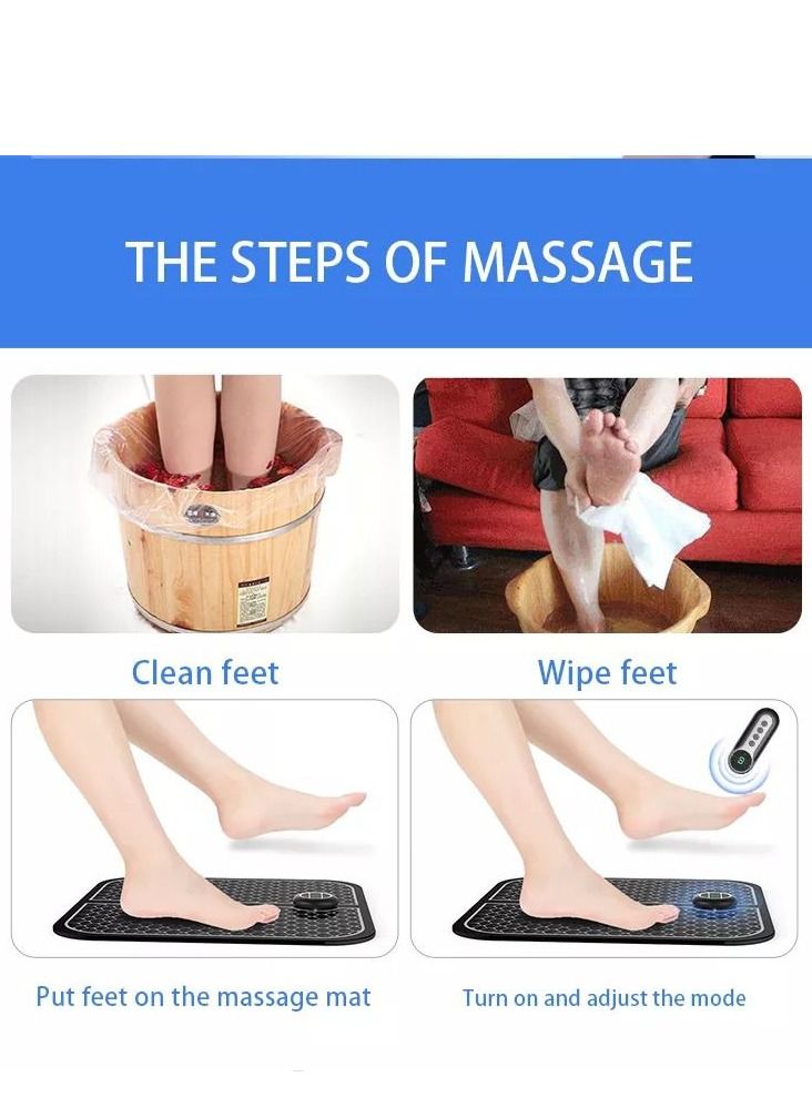 EMS Electric Feet Massager -Foot Massager for Circulation-6 Modes 9 Intensities-Foldable Rechargeable Circulation