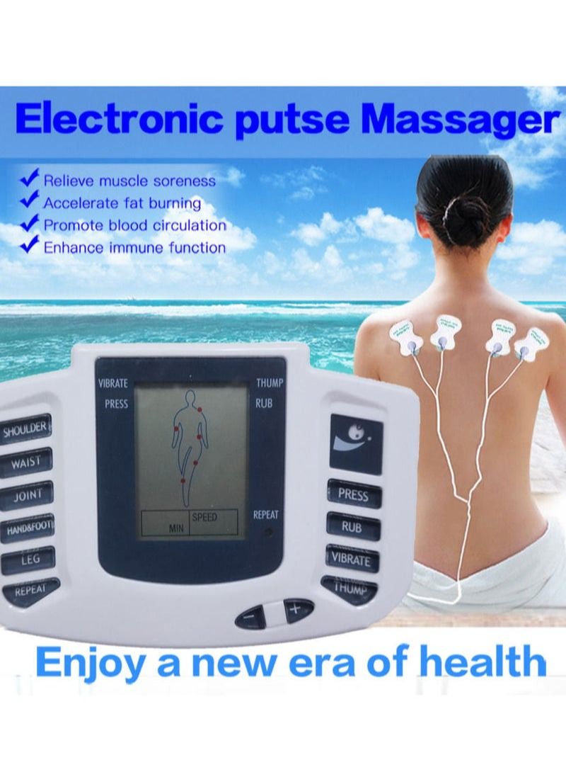 Electric Tens Muscle Stimulator Digital Therapy Full Body Massage Relax Pulse EMS Acupuncture Machine with 16 Pads and Slippers