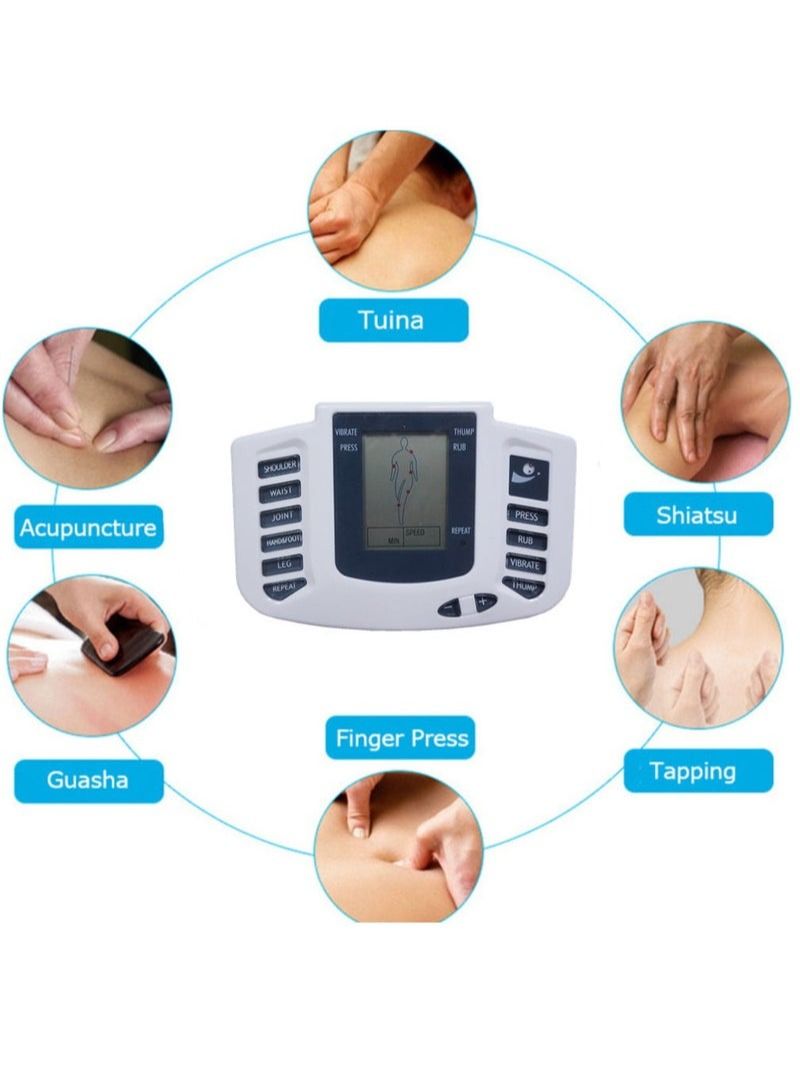 Electric Tens Muscle Stimulator Digital Therapy Full Body Massage Relax Pulse EMS Acupuncture Machine with 16 Pads and Slippers