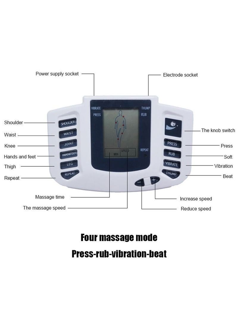 Electric Tens Muscle Stimulator Digital Therapy Full Body Massage Relax Pulse EMS Acupuncture Machine with 16 Pads and Slippers