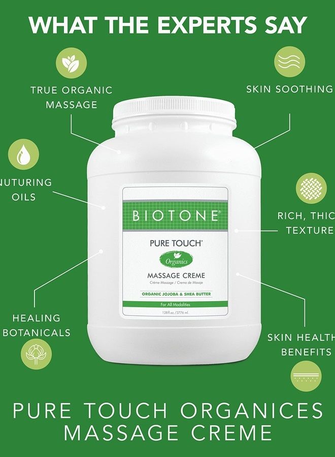 BIOTONE Pure Touch Organics Massage Crème, True Organic Massage, Rich Texture, Silky Glide, Soothing Ingredients, Healing Botanicals - 7 Ounce