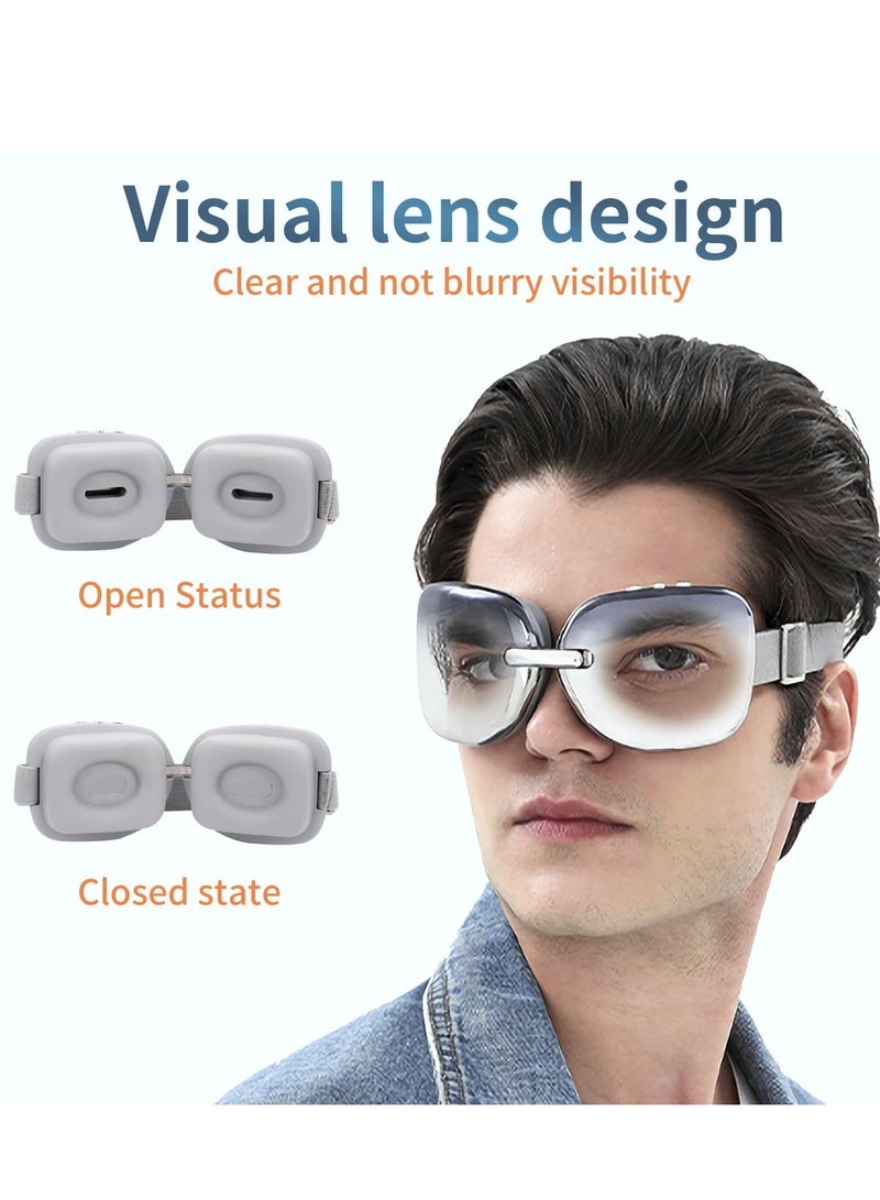 Eye Massager,Heated Eye Mask Massager with Vision Window and Vibrate , Relax and Reduce Eye Strain Dark Circles Eye Bags Dry Eye， Improve Sleep