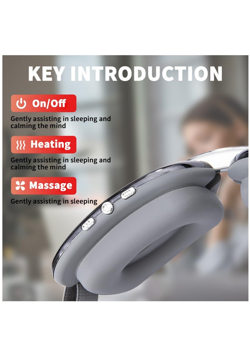 Eye Massager,Heated Eye Mask Massager with Vision Window and Vibrate , Relax and Reduce Eye Strain Dark Circles Eye Bags Dry Eye， Improve Sleep