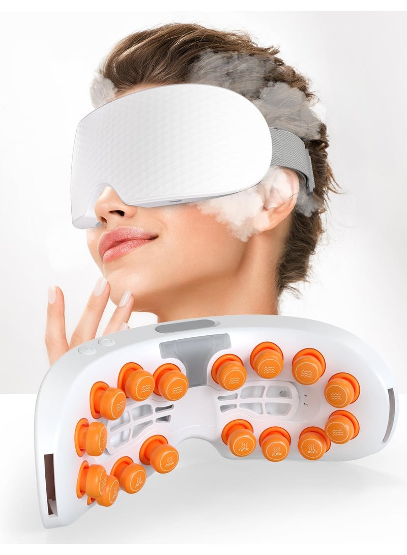 Mist Eye Massager With Heat, Eye Mask Massager For Migraines, Relaxing Eye Strain, Dry Eyes, Dark Circles, And Puffy Eyes, Bluetooth Eye Care Device, Ideal Gift For Women And Men, White