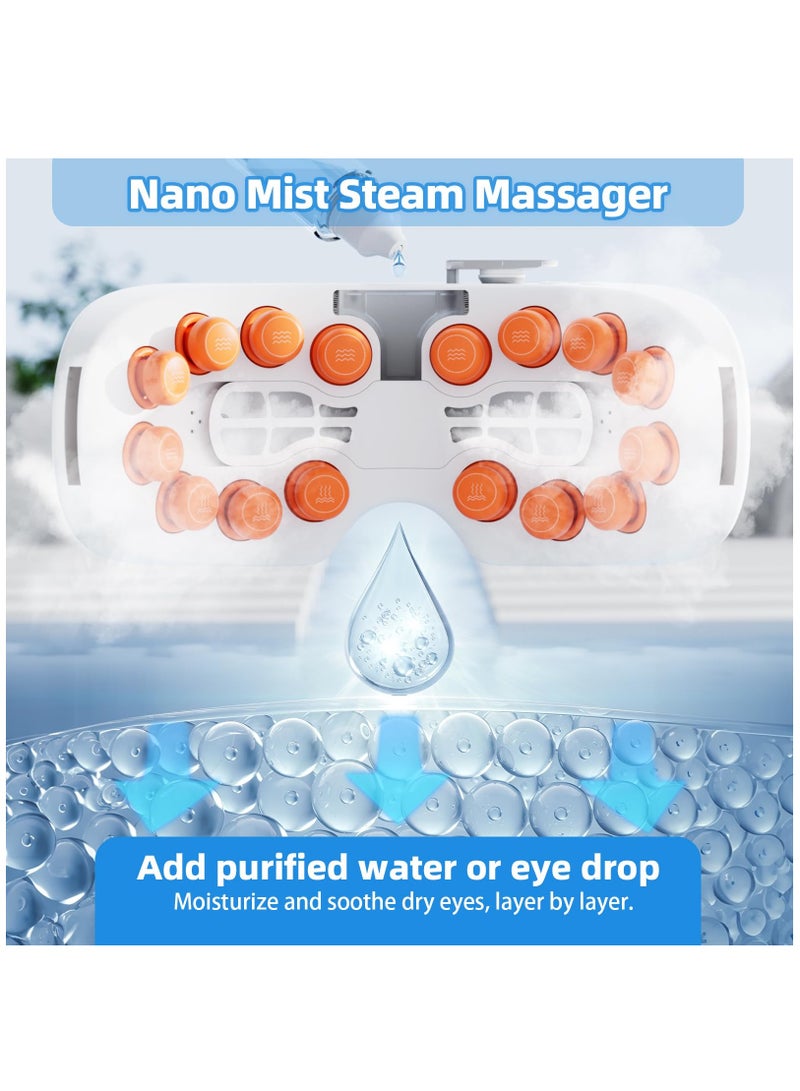 Mist Eye Massager With Heat, Eye Mask Massager For Migraines, Relaxing Eye Strain, Dry Eyes, Dark Circles, And Puffy Eyes, Bluetooth Eye Care Device, Ideal Gift For Women And Men, White