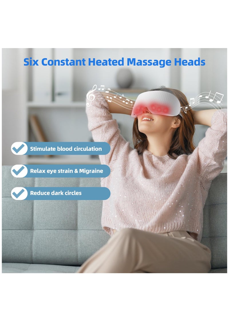Mist Eye Massager With Heat, Eye Mask Massager For Migraines, Relaxing Eye Strain, Dry Eyes, Dark Circles, And Puffy Eyes, Bluetooth Eye Care Device, Ideal Gift For Women And Men, White