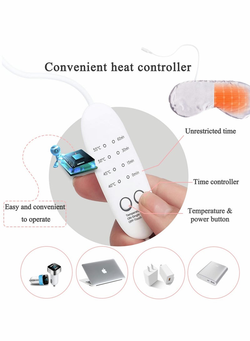 Heated Eye Mask, Heat Mask for Sleeping, Warm Compress Dry Eyes, USB Electric Heating Pad with Time Control, Relieve Syndrome, Stye, Blepharitis, A Great Sleep Artifact