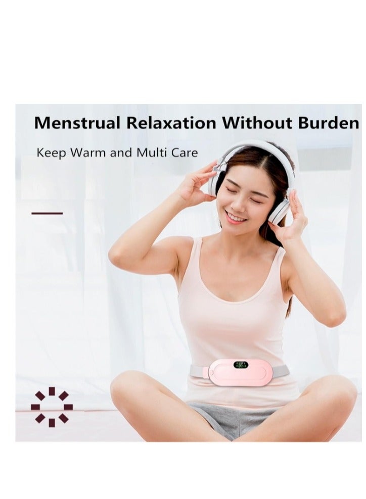 Portable Cordless Heating Pad, Menstrual Heating Pad with 3 Heat Levels and 3 Vibration Massage Modes, Fast Heating Belly Wrap Belt, Back or Belly Pain Relief Heating Pad for Women and Girl