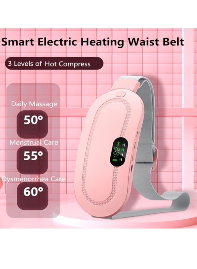 Portable Cordless Heating Pad, Menstrual Heating Pad with 3 Heat Levels and 3 Vibration Massage Modes, Fast Heating Belly Wrap Belt, Back or Belly Pain Relief Heating Pad for Women and Girl
