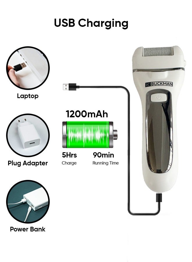 JC BUCKMAN Easy Pedi, Electric Foot Callus Remover Kit , Rechargeable, Portable Electronic Foot File Pedicure Tools