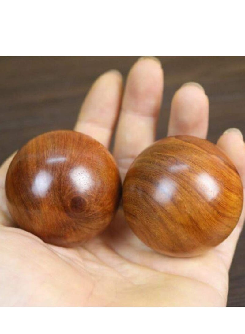 2 PCS Wooden Round Balls, Meditation Balls Qigong Massage Ball Hand Chinese Health Exercise for Relaxation Therapy 4CM