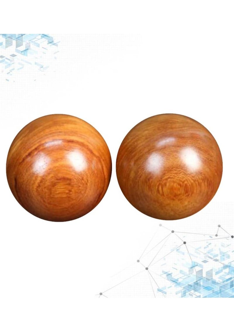 2 PCS Wooden Round Balls, Meditation Balls Qigong Massage Ball Hand Chinese Health Exercise for Relaxation Therapy 4CM