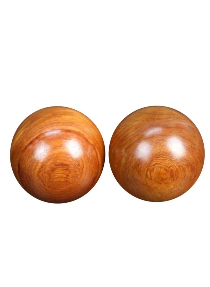 2 PCS Wooden Round Balls, Meditation Balls Qigong Massage Ball Hand Chinese Health Exercise for Relaxation Therapy 4CM