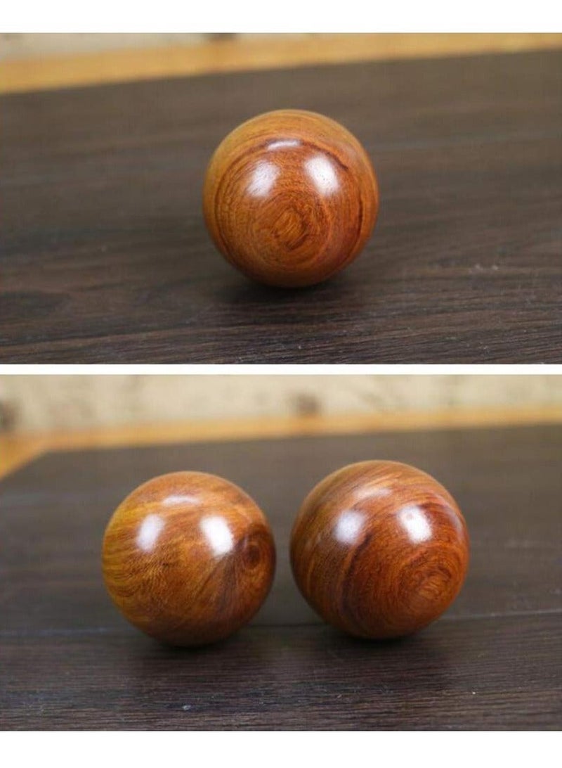 2 PCS Wooden Round Balls, Meditation Balls Qigong Massage Ball Hand Chinese Health Exercise for Relaxation Therapy 4CM