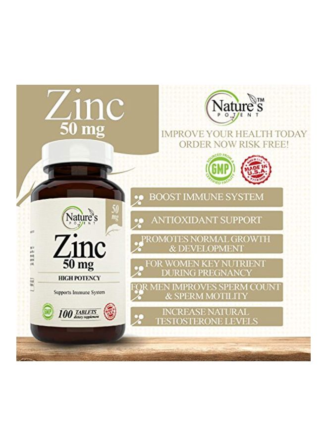 Zinc High Potency Dietary Supplement - 100 Tablets