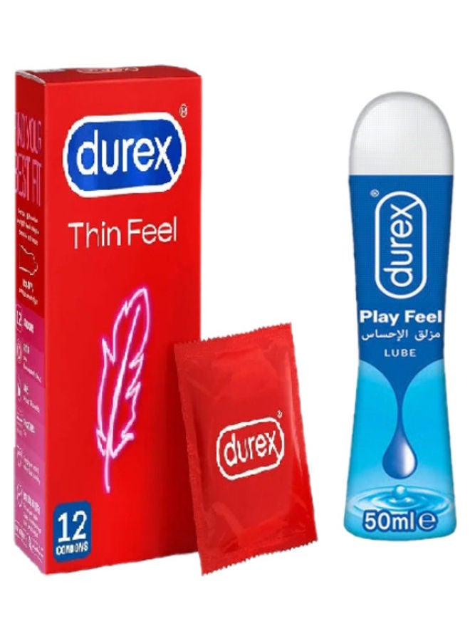 Thin Feel Condoms 12 and Durex Play Feel 50ml Lube