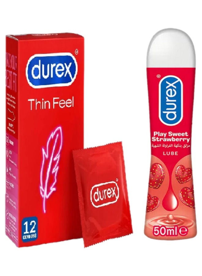 Thin Feel Condoms 12 and Durex Play Sweet Strawberry 50 ml lube