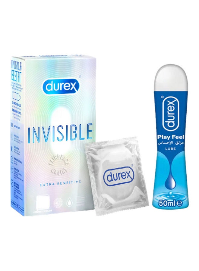 Invisible Extra Sensitive Condoms 12 and Durex Play Feel Lube 50ml