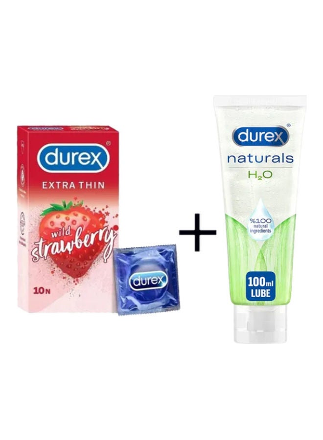 Extra Thin Wild Strawberry 10 Pack and Durex Naturals Intim Gel 100ml