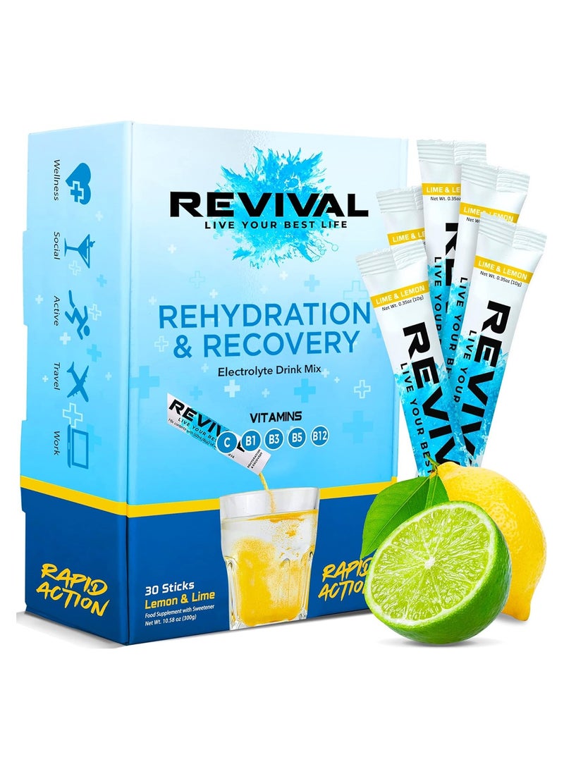 Revival Rapid Rehydration Electrolytes Powder  Lemon & Lime 30