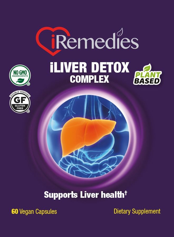 iRemedies iLiver Detox Complex – Liver Health Support with Milk Thistle, Dandelion, and Antioxidants – 60 Capsules