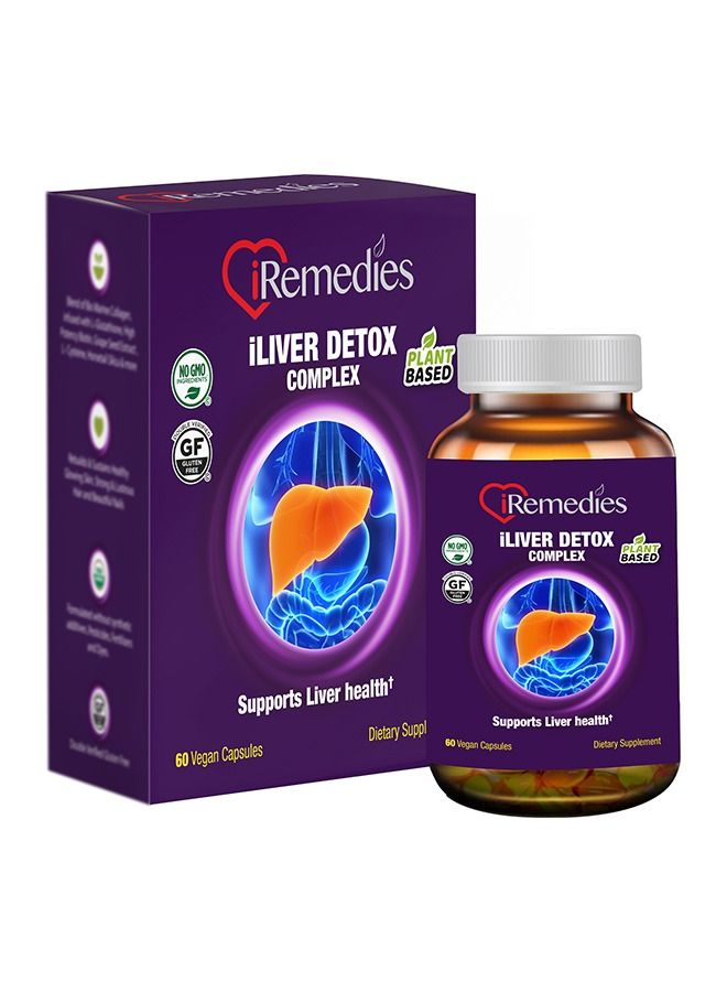 iRemedies iLiver Detox Complex – Liver Health Support with Milk Thistle, Dandelion, and Antioxidants – 60 Capsules