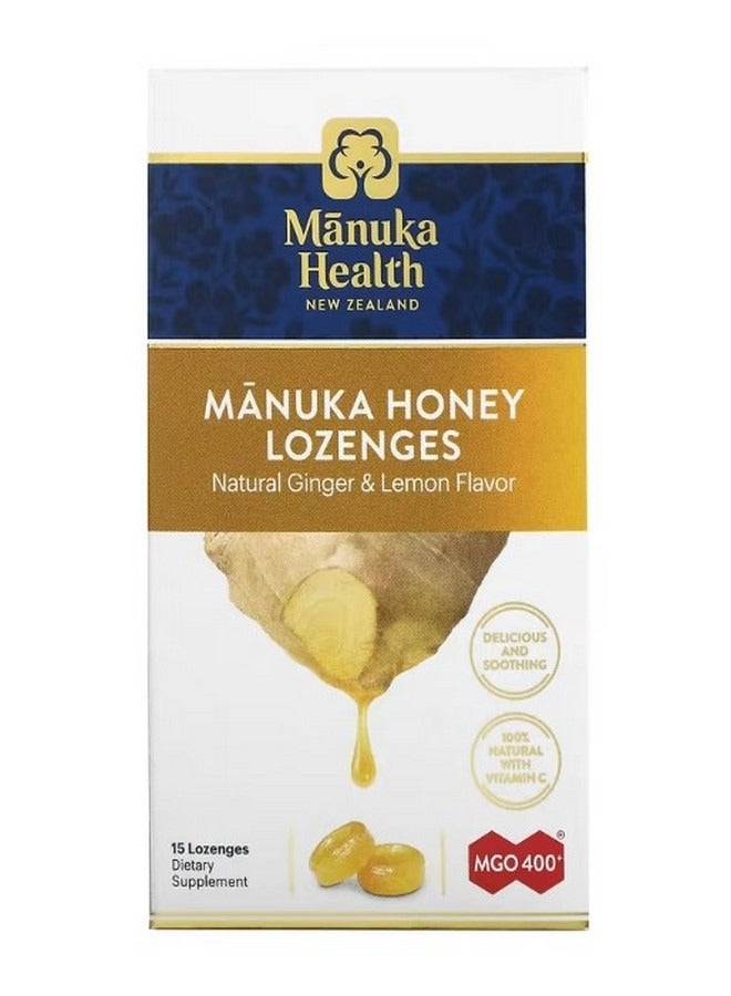 Manuka Honey Lozenges Natural Ginger and Lemon MGO 400 15 Lozenges