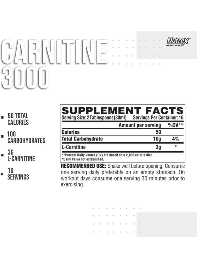 Liquid Carnitine 3000 Dietary Supplement