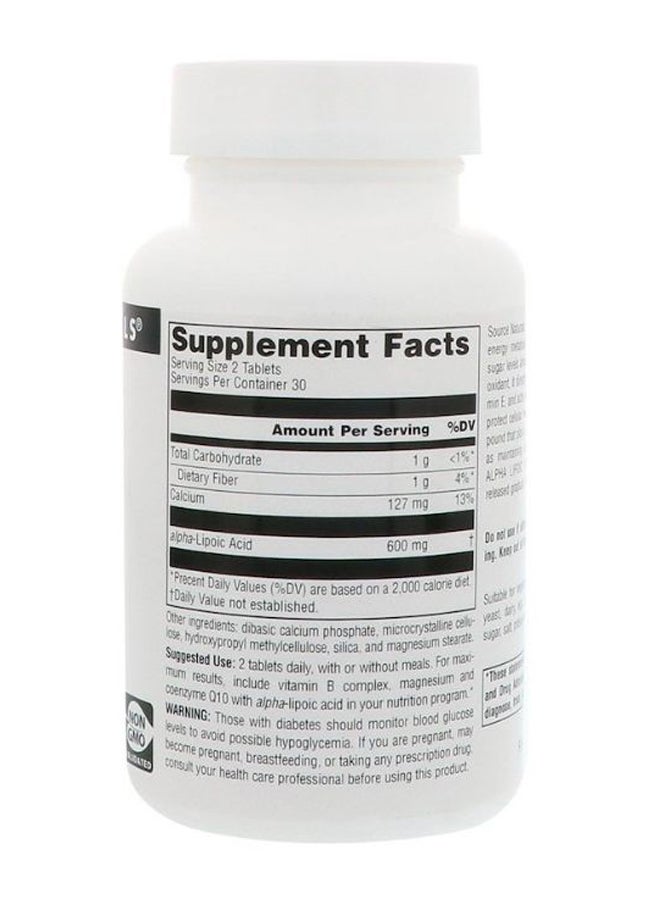 Alpha Lipoic Acid Timed Release Dietary Supplement - 60 Tablets