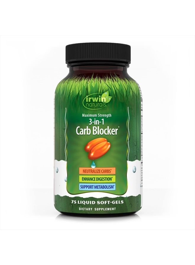 Maximum Strength 3-in-1 Carb Blocker - Neutralize Carbohydrates - 75 Liquid Softgels