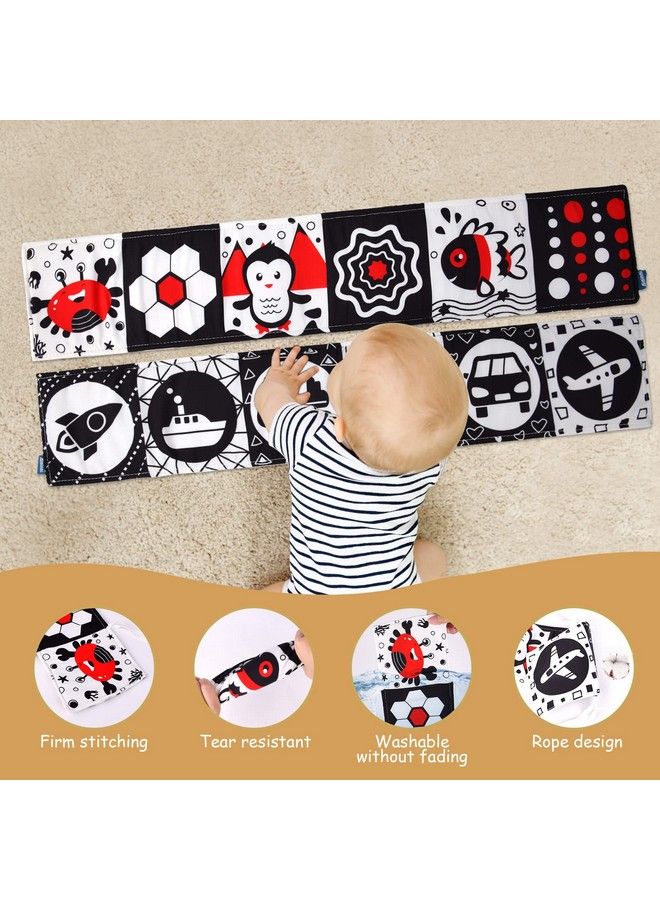 Black White Baby Soft Book Baby Soft Books 06 Months Infant Tummy Time Cloth Book Crib Toys Folding Educational Activity Cloth Book Suitable 03 Years Old Newborn Toys …