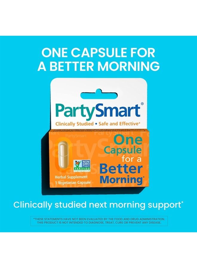 PartySmart, One Capsule for a Better Morning, 10 nights out Supply, Non-GMO, Plant-based, 250 mg, 10 capsules, 3 Pack