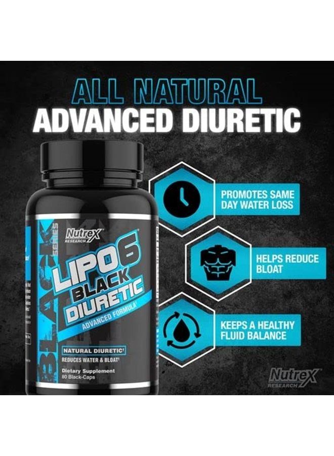 Lipo 6 Black Diuretic Water Pills 80 Caps Diuretics Reduce Bloat Water Weight And Enhances