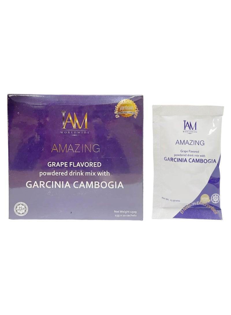 Amazing Grape Flavored Powder Drink Mix with Garcinia Cambogia, Unlock Weight Loss Benefits, Prevent Fat Storage, Lower Blood Pressure and cholesterol, 150g.